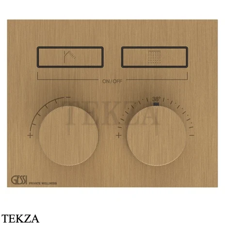 Gessi HI-FI Термостатический смеситель на 2 потока, внешняя часть 63004-713, бронза classic