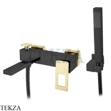 Boheme Q Смеситель для ванны настенный, с гарнитуром 143-BG, Черный-золото