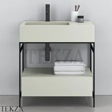 CIELO NARCISO MINI Консоль с керамической раковиной и ящиком, Pomice-черный