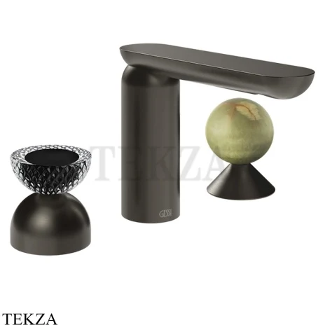 Gessi Perle Смеситель для раковины на 3 отв., без гарнитура 74758-707, black хром Brush