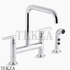 Kohler PURIST Смеситель для кухни с отдельным душем K-7548-4-CP, хром глянец