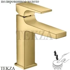 Hansgrohe Metropol Смеситель для раковины 110, с донным клапаном Push-Open 32507990, золото глянец