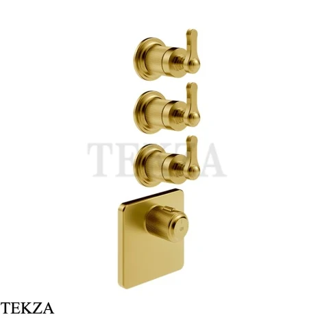 Gessi VENTI20 Термостат для душа, 3 потока, внешняя часть 65206-716, Gold Br. PVD