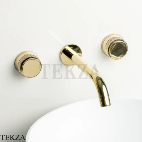 Boheme AURA Смеситель для раковины на стену, на 3 отверстия 152-2-G-A, золото глянец (GOLD)
