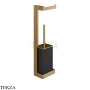 Gessi Rettangolo Стойка настенная с бумагодержателем и ершиком, черный 20868-791, Deep Bronze Brushed PVD