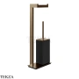 Gessi Rettangolo Стойка напольная с бумагодержателем и ершиком, черный 20934-761, Coffee Bronze Brushed PVD