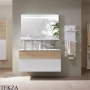 Burgbad Fiumo Тумба с раковиной, 1 отверстие, ручки черные, tectona cinnmon SFXN102, graphite soft matt