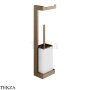 Gessi Rettangolo Стойка настенная с бумагодержателем и ершиком, белый 20867-761, Coffee Bronze Brushed PVD
