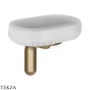 Gessi Goccia Мыльница настенная, белая керамика 38001-726, Warm Bronze Br. PVD