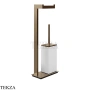 Gessi Rettangolo Стойка напольная с бумагодержателем и ершиком, белый 20933-761, Coffee Bronze Brushed PVD