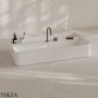 ArtCeram Brooklyn раковина подвесная и накладная The.Saniglaze с продольным сухим отсеком и 1 отверстием BNL001 01 34, белый глянец
