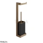 Gessi Rettangolo Стойка настенная с бумагодержателем и ершиком, черный 20868-761, Coffee Bronze Brushed PVD
