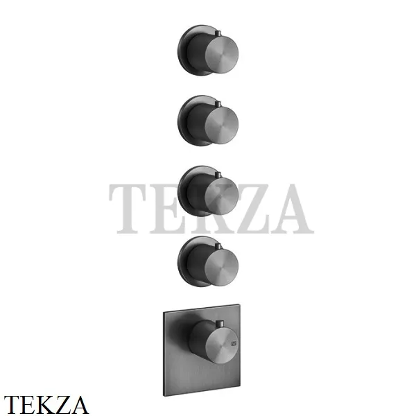 Gessi 316 WELLNESS Термостат 4 выхода, внешняя часть 54508-707, Black Metal Brushed
