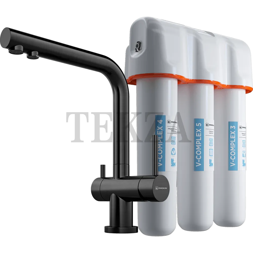 Omoikiri Nagano + Pure drop Lite Комплект смеситель+фильтр 4179.8028 GM вороненая сталь