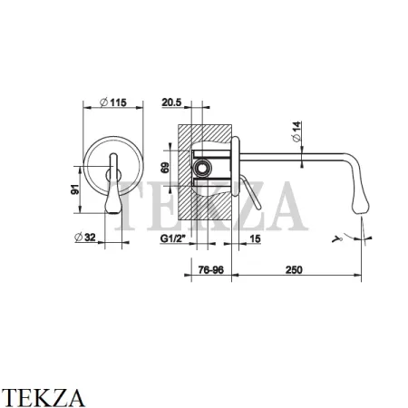 Gessi Goccia Смеситель для раковины длинный излив, внешняя часть 33686-031, хром глянец