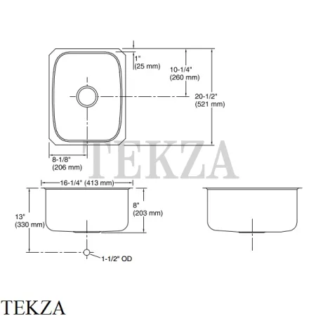 Kohler Undertone Мойка для кухни скругленная K-3182-NA, нержавеющая сталь