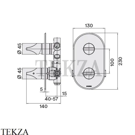 Bossini  APICE Термостат для душа, 2,3,4,5 потока, внешняя часть Z00500.094, никель Brushed