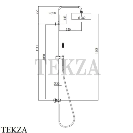 Bossini COSMO Душевая стойка с термостатом, D280, лейка ZEN L10196.022, бронза classic