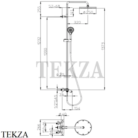 Bossini ELIOS Душевая стойка с термостатом для ванны и изливом L10401.030, хром глянец