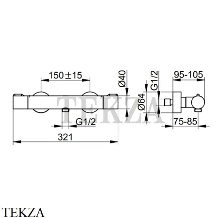 Keuco PLAN BLUE Термостат для душа настенный 53926011001, хром глянец