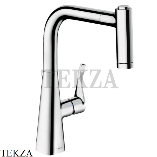 Hansgrohe Metris Смеситель для кухни с выдвижной лейкой 14834000, хром глянец