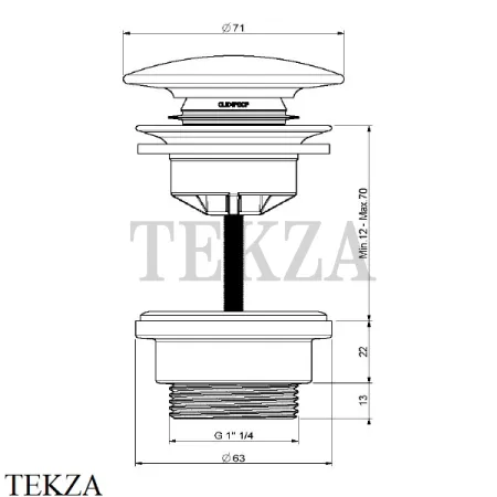 Hatria ACCESSORIES Донный клапан clic-clac для раковины YXMQ01, белый глянец