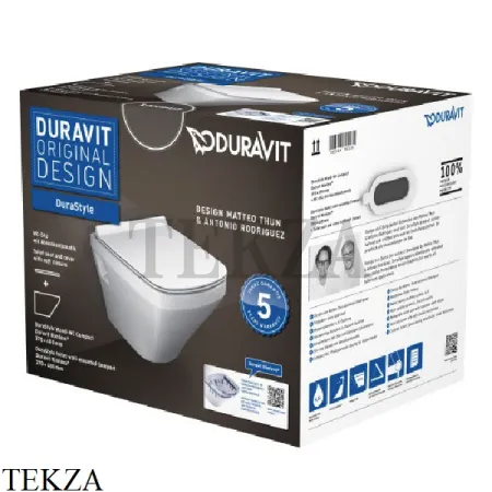 Duravit DuraStyle Унитаз подвесной (комплект) без ободка 45710900A1, сиденье микролифт SoftClose, белый глянец
