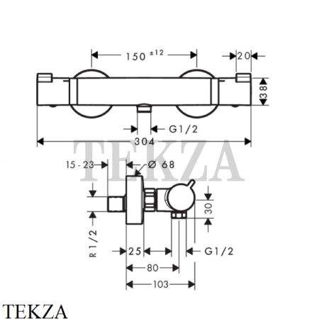 Hansgrohe Ecostat Comfort Термостат для душа наружный 13116000, хром глянец