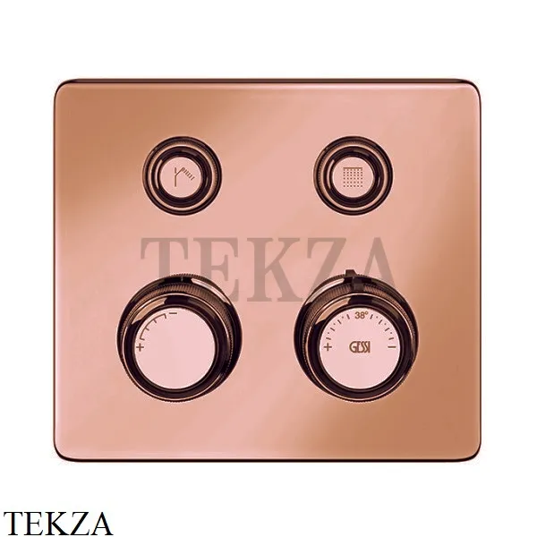 Gessi VENTI20 Термостатический смеситель на 2 потока, внешняя часть 65232-708, Copper Brushed