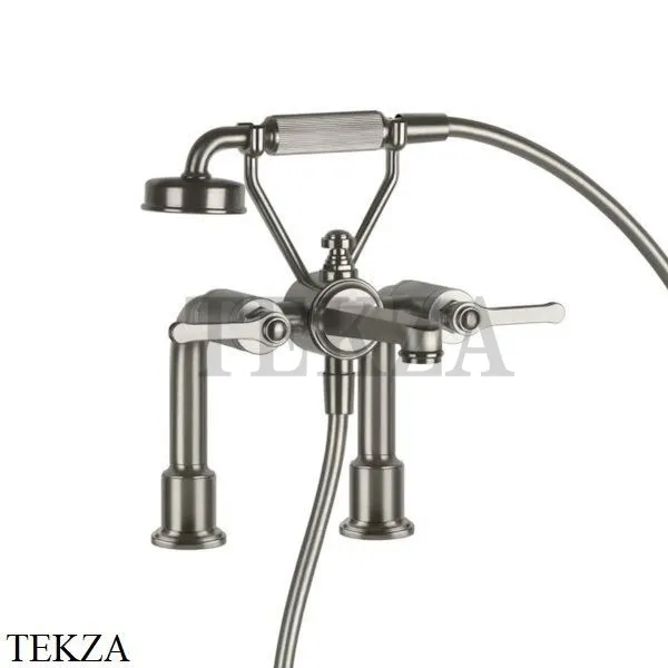 Gessi VENTI20 Смеситель для ванны на борт с гарнитуром 65115-149, Finox Brushed Nickel