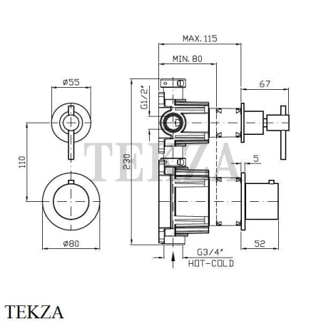 Zucchetti Helm Термостат для душа на 1 поток, внешняя часть ZHL801.XP81, brushed total black PVD