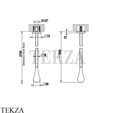 Gessi Goccia Излив для раковины потолочный 33699-126, Black Metal Br.