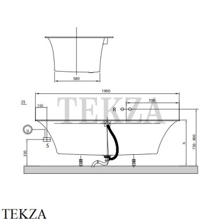 Villeroy & Boch SQUARO EDGE 12 Ванна встраиваемая UBQ190SQE2DV-01, Quaryl, белый глянец