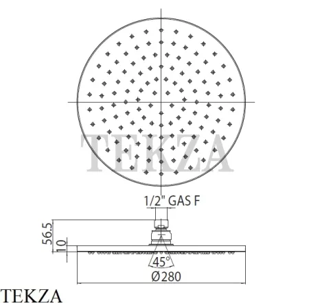 Bossini COSMO Верхняя круглая лейка для кронштейна 28 см I00596.073, черный матовый