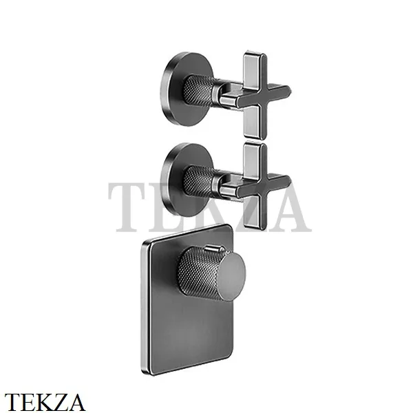 Gessi INCISO WELLNESS Термостат 2 выхода, внешняя часть 58344-707, Black Metal Brushed