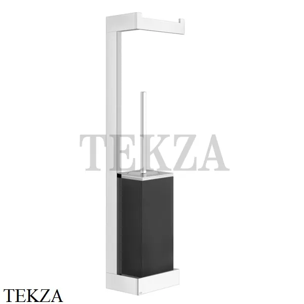 Gessi Rettangolo Стойка настенная с бумагодержателем и ершиком, черный 20868-031, хром глянец