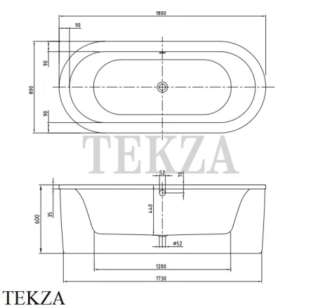Villeroy & Boch Loop&Friends OVAL Ванна отдельностоящая UBA180LFO7PDV-01, акрил, белый глянец