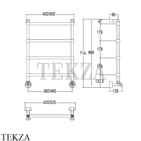 Margaroli SOLE 442-TS-46-4 Полотенцесушитель для ГВС 442TS4604ORB, тосканская бронза