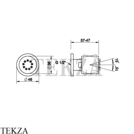 Gessi INCISO SHOWER Боковая форсунка поворотная 13375-149, Finox Brushed Nickel