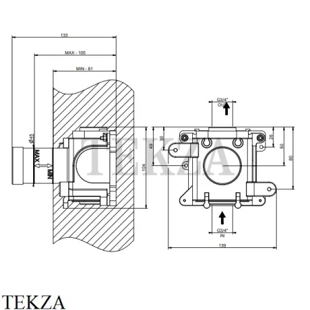 Gessi Скрытая часть для запорного крана 43283-031