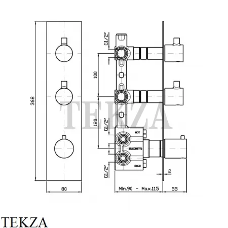 Zucchetti Pan Термостат для душа, 2 выхода, внешняя часть ZT28660, хром глянец