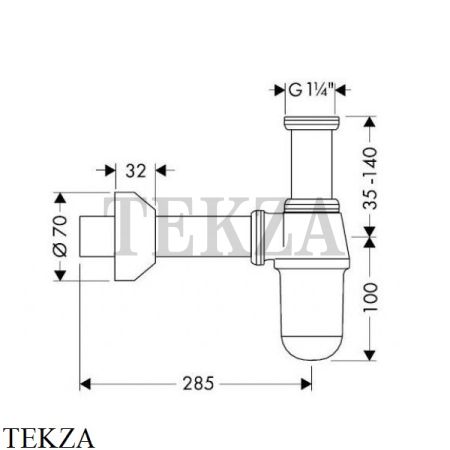 Hansgrohe Сифон бутылочный для раковины 52010000, хром глянец