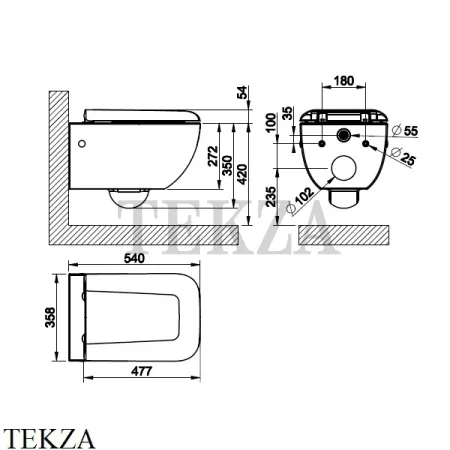 Gessi Goccia Унитаз подвесной, сиденье с микролифтом 39113-531, белый матовый