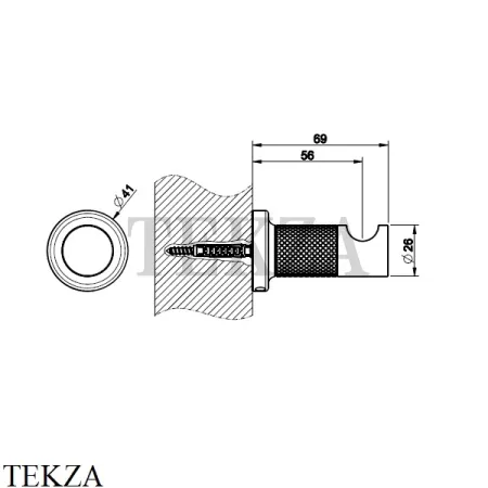 Gessi INCISO accessories Крючок для халата и полотенца 58521-707, Black Metal brushed