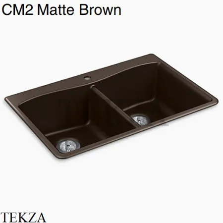 Kohler Kennon Мойка для кухни встраиваемая сверху с двумя чашами, 1 отверстие, K-8185-1-CM1? черный матовый