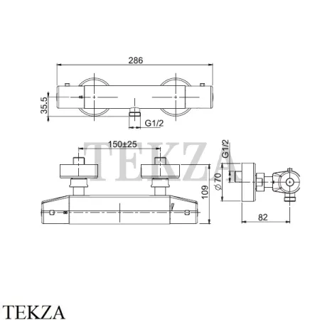FIMA Carlo Frattini Термостат для душа наружный F4215/1NS, черный матовый