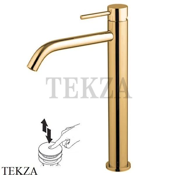 FIMA Carlo Frattini Spillo UP Смеситель для раковины, высокий XS, с донным клапаном, Brushed gold