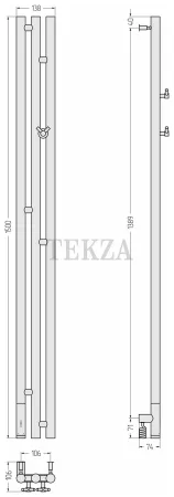 Сунержа Терция 3.0 1500х106 левый Полотенцесушитель электрический 03-5844-1511 Золото глянец