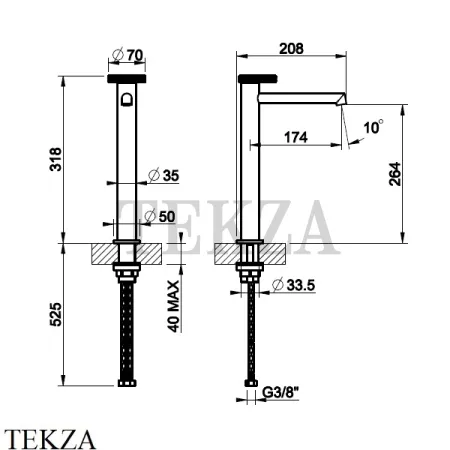 Gessi ANELLO Смеситель для раковины высокий, длинный, без донного клапана 63306-031, хром глянец