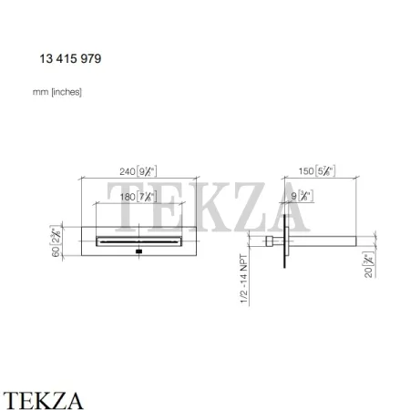 Dornbracht WATER SHEET Каскадный излив настенный монтаж 13415979-33, черный матовый